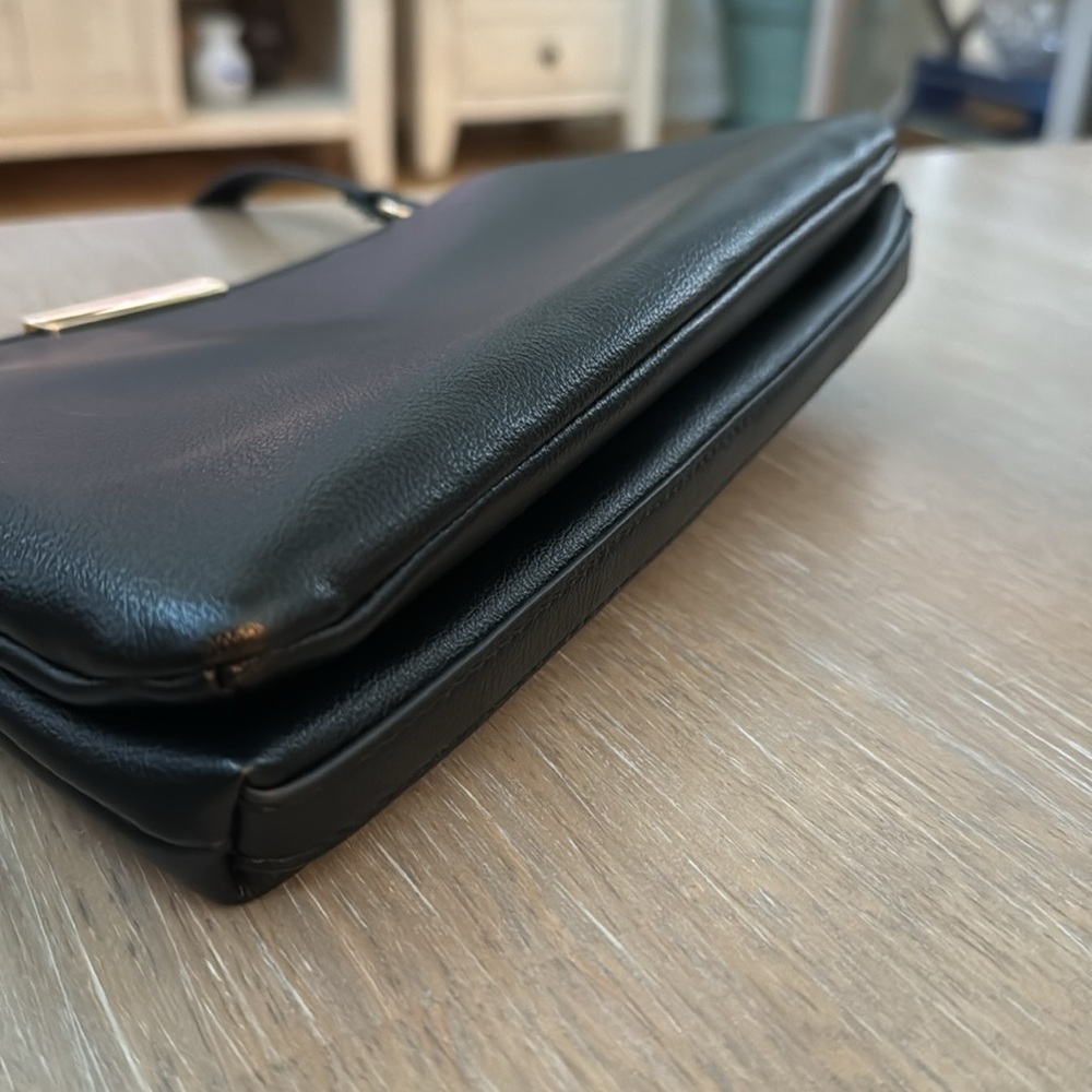 On 34th NWOT black vegan leather clutch/crossbody w/ goldtone hardware & key fob - Picture 3 of 7